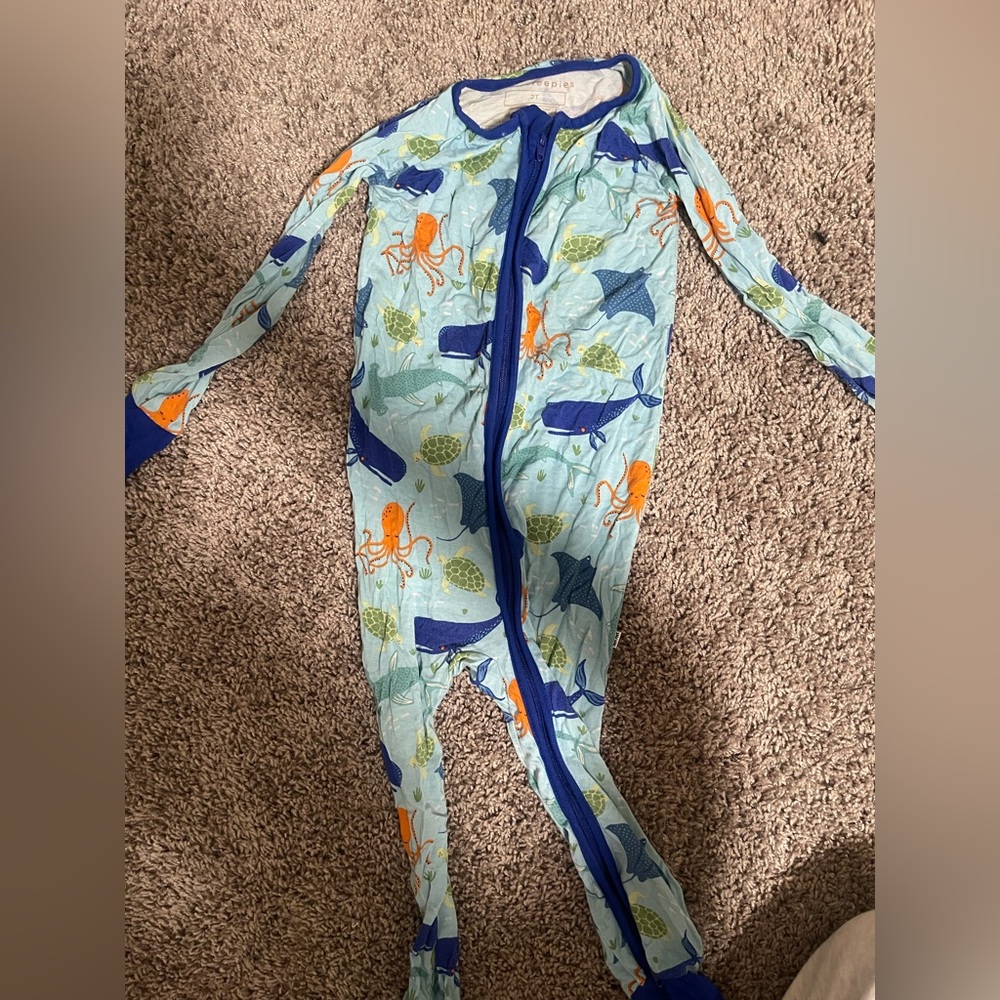 Little Sleepies Ocean-Themed One Piece pajamas